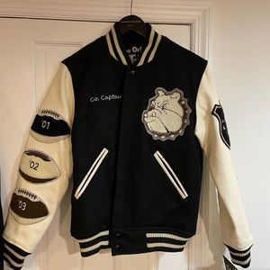 Hudson nyc mens new w tags varsity jacket, real leather